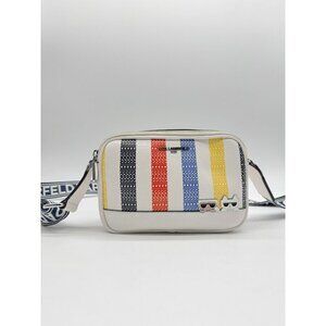 KARL LAGERFELD Paris Maybelle women's small crossbody camera bag - Striped white